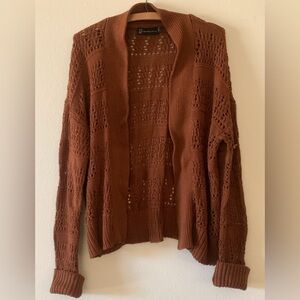 New York & Company Rust Open-Knit Cardigan